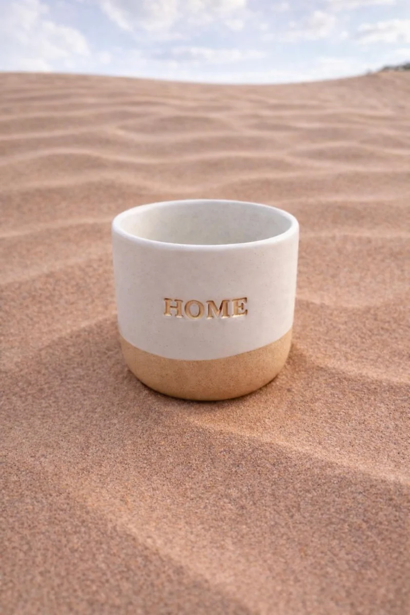 تحفة لوكس كوب سيراميك مصنوع يدويًا من توهفا لوكس – «Home | بيت» محفور بالذهب – 175 مل